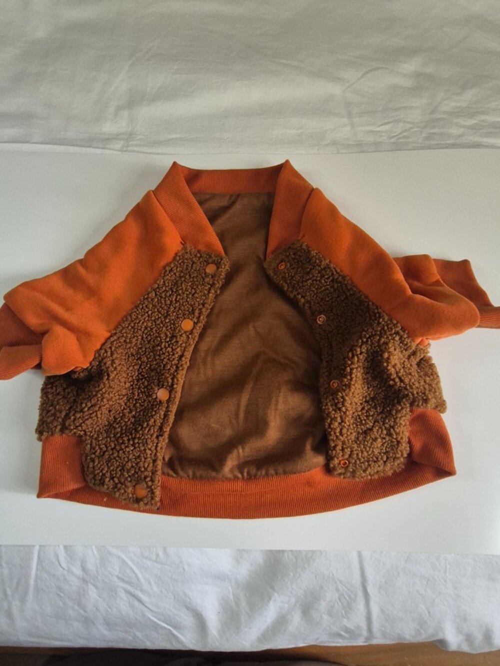 Heart to Tail Dog Varsity Pet Coat Jacket Brown Orange, Size Small, NWT